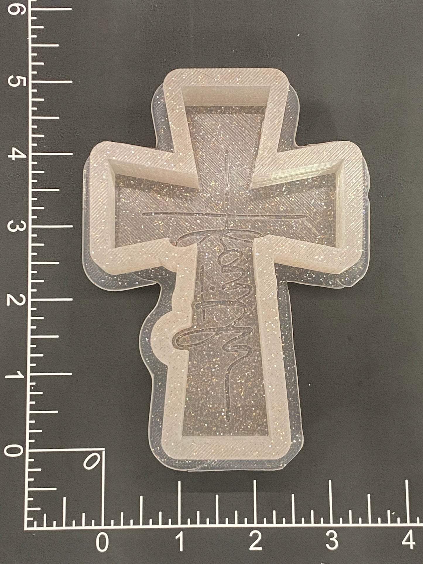 Faith in Script Cross Silicone Mold 4.25"H x 3"W x 1" deep