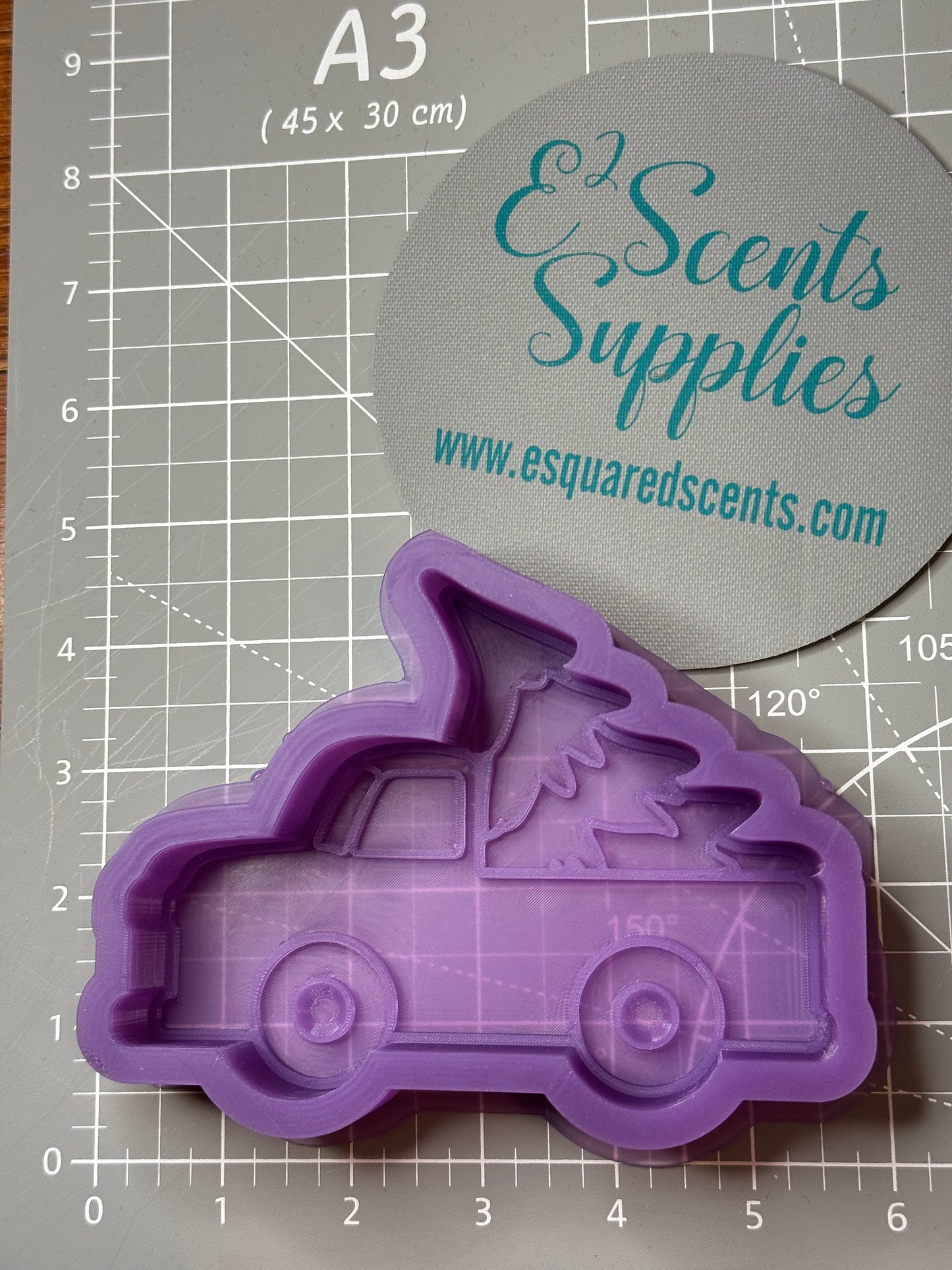 Truck with Tree Christmas (side) Silicone Mold 4”T x 5.5”W x 1" D