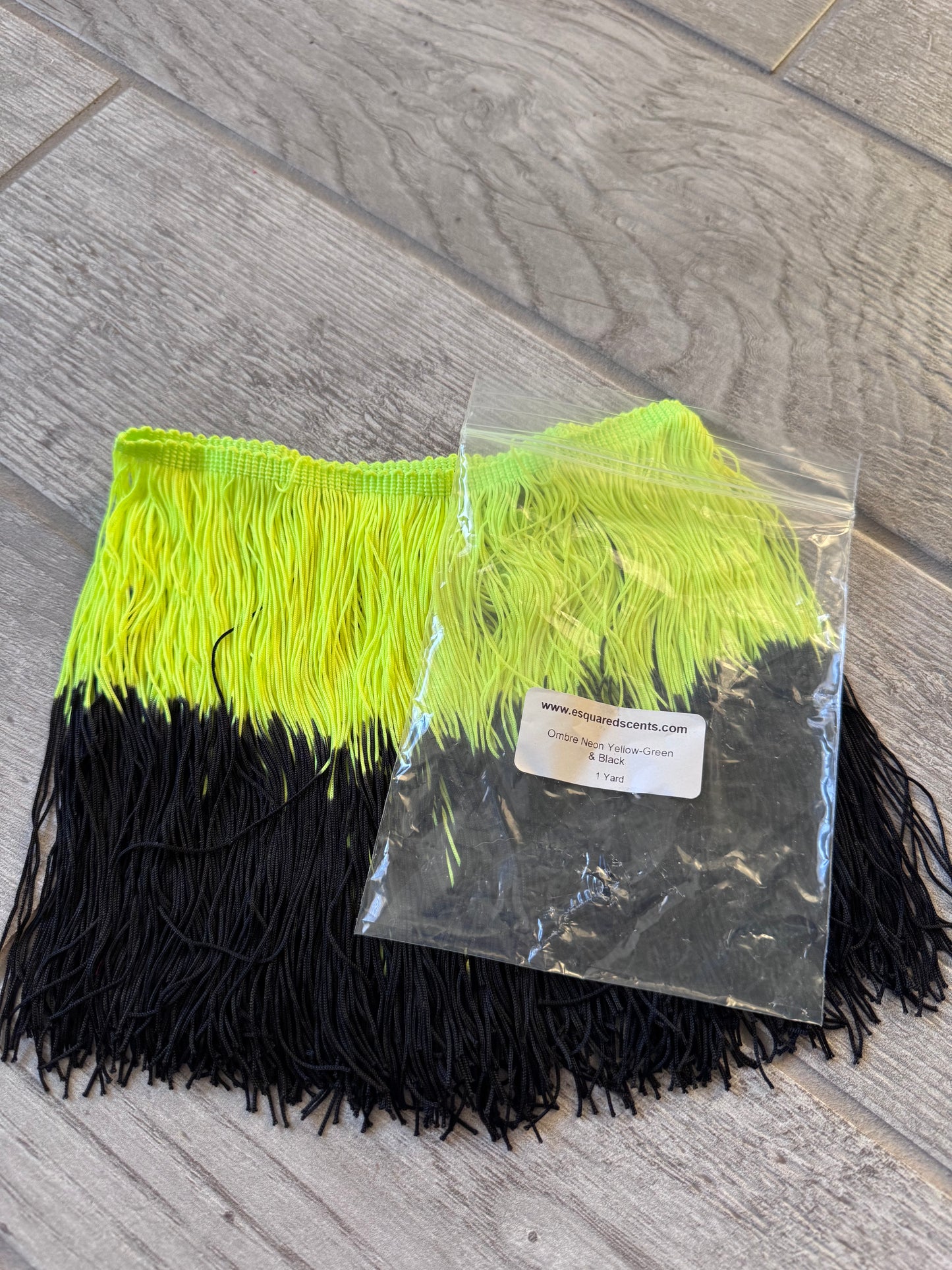 Ombre Neon-Yellow/Green & Black Fringe