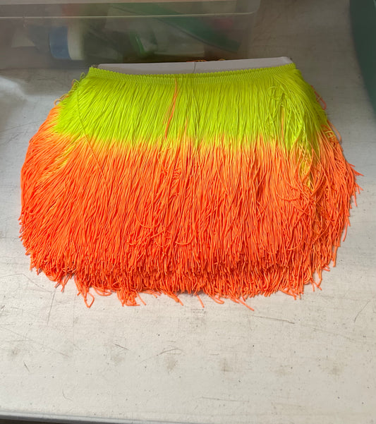 Ombré Neon Yellow and Neon Orange Fringe