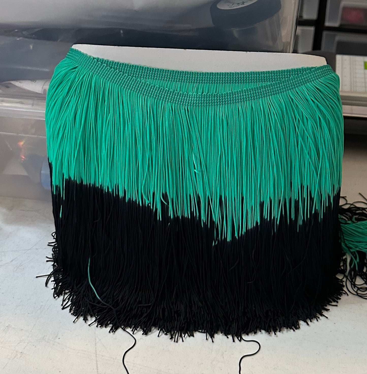 Ombré Black and Teal Fringe