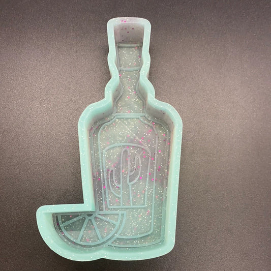 Tequila Bottle with Lime Silicone Mold 3” wide x 5.5” tall x 1" deep