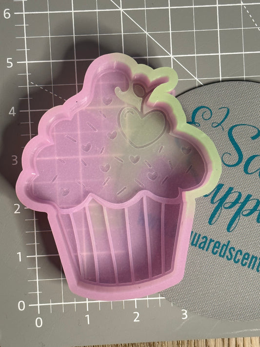 Cupcake with Heart Sprinkles Silicone Mold 4” W x 4.5"H x 1" D