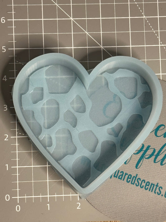 Heart with Cow Print Silicone Mold 5” W x 4.5” T x 1" D