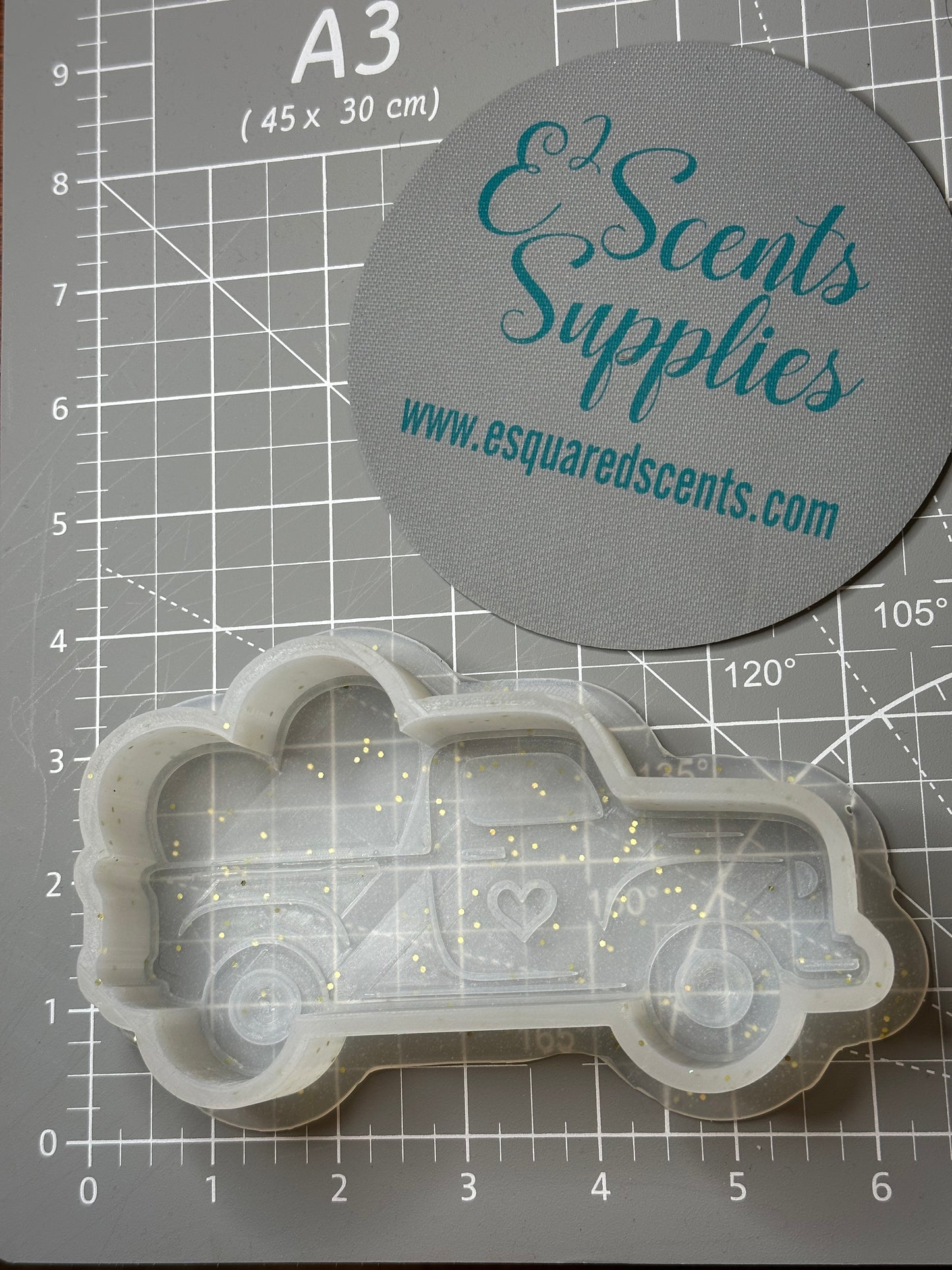 Truck with Heart Silicone Mold 3.25” Tx 5.5” W x 1" D